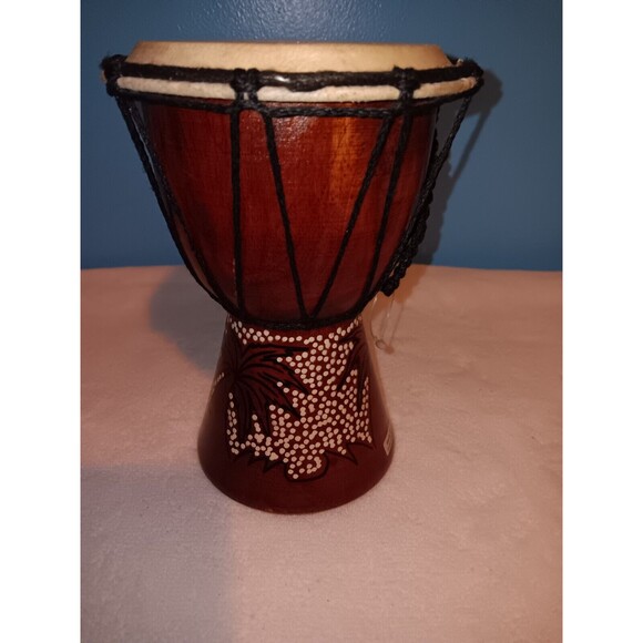 Indonesian Handmade Mini Wood Drum Pre-owned - Picture 1 of 10
